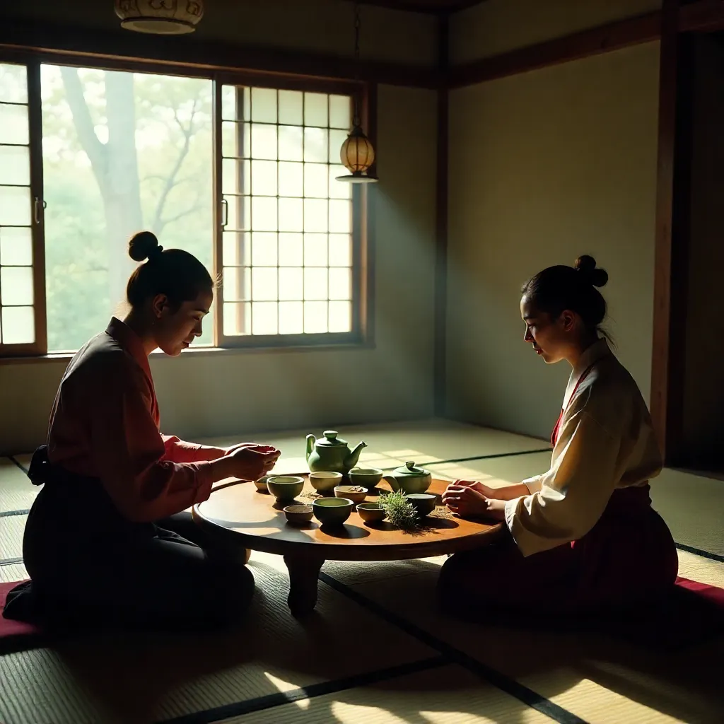 Quiet tea ceremony hosting